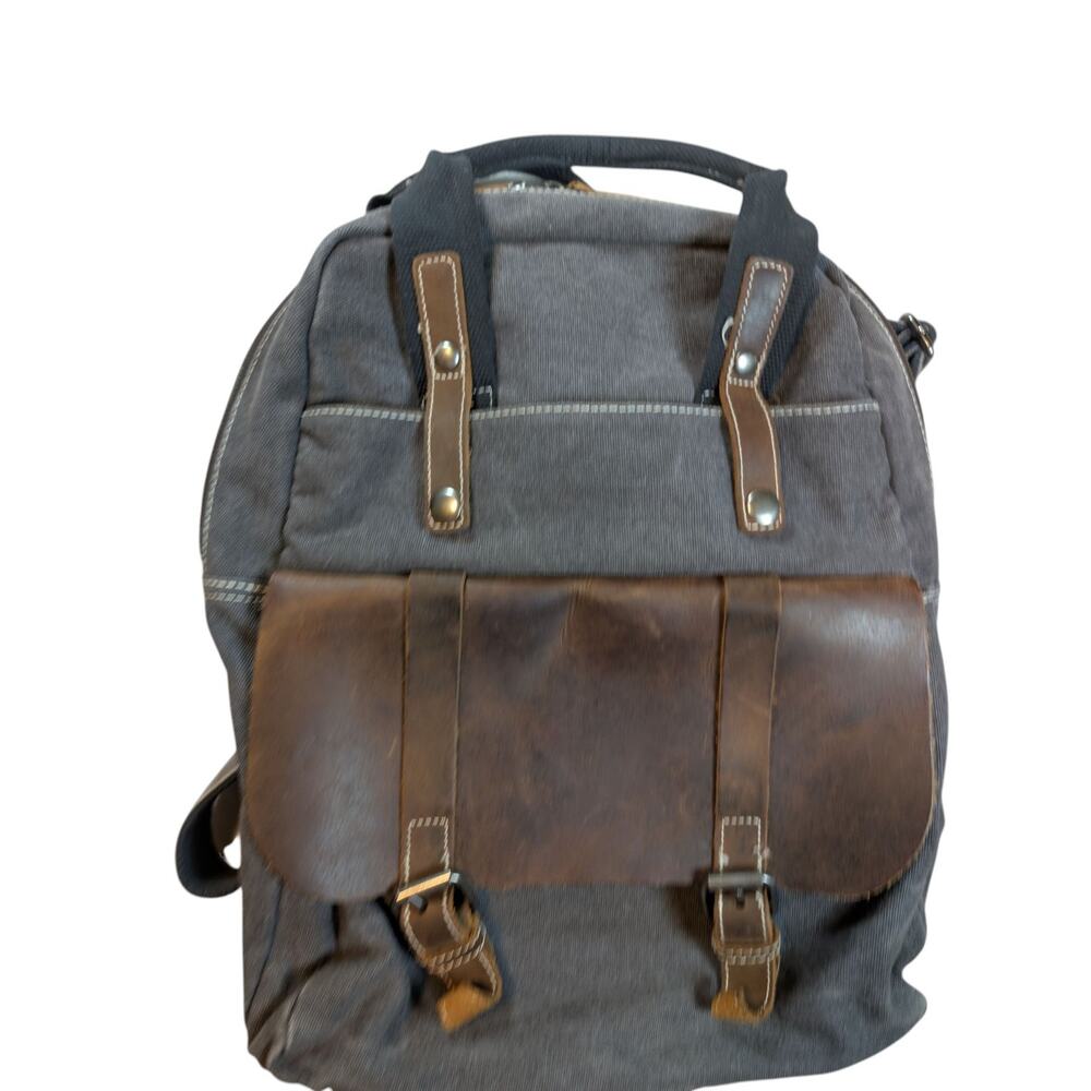 Bristlegrass Leather And Canvas Backpack Satchel Olive Green Travel Bag Gorpcore